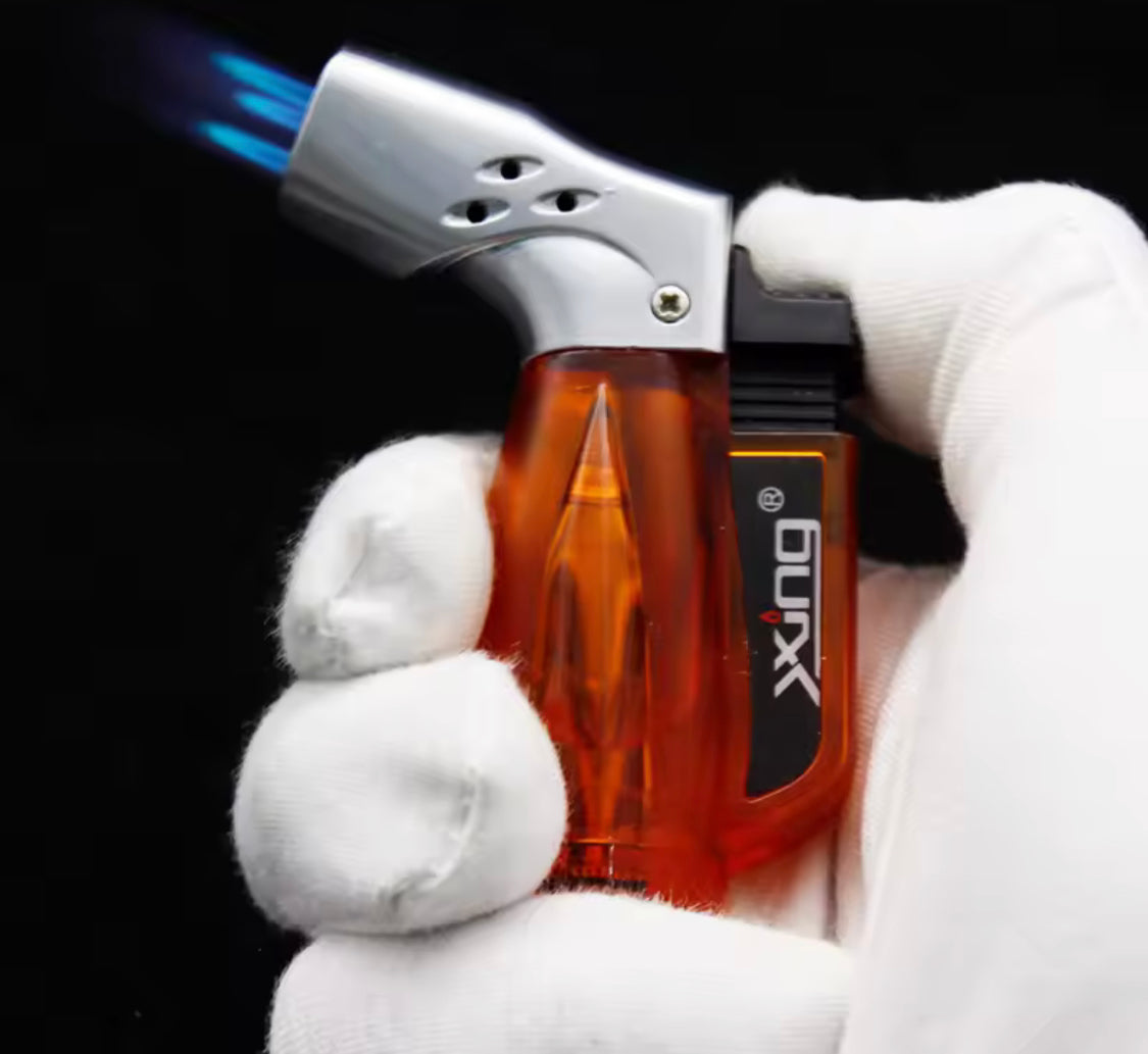 Refillable Fancy Jetflame Lighter, Windproof Blue Flame Lighters, Fuel Visible Smoking Gadget, Mini Triple Torch Cigar Jet Lighter Refillable Fancy Jetflame Lighter, Windproof Blue Flame Lighters, Fuel Visible Smoking Gadget, Mini Triple Torch Cigar Jet Lighter